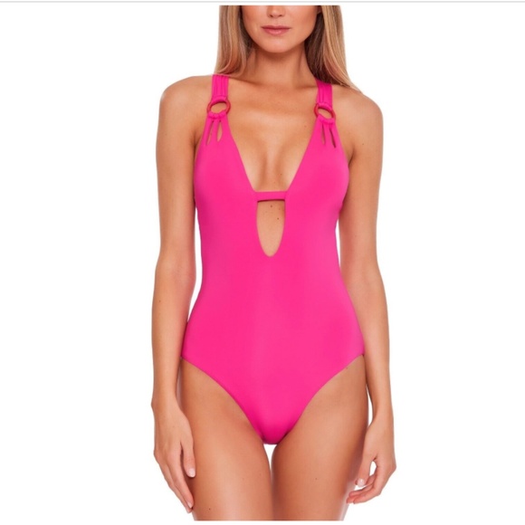 Becca by Rebecca Virtue COSMOPOLITAN Skylar Plunge One-Piece Swimsuit Small - Picture 1 of 16